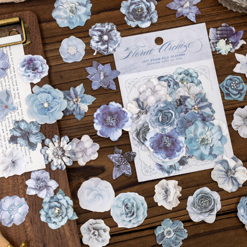 Flower Cutting Old Treasures Series Sticker featuring old, and flower designs for journaling, scrapbooking and collage