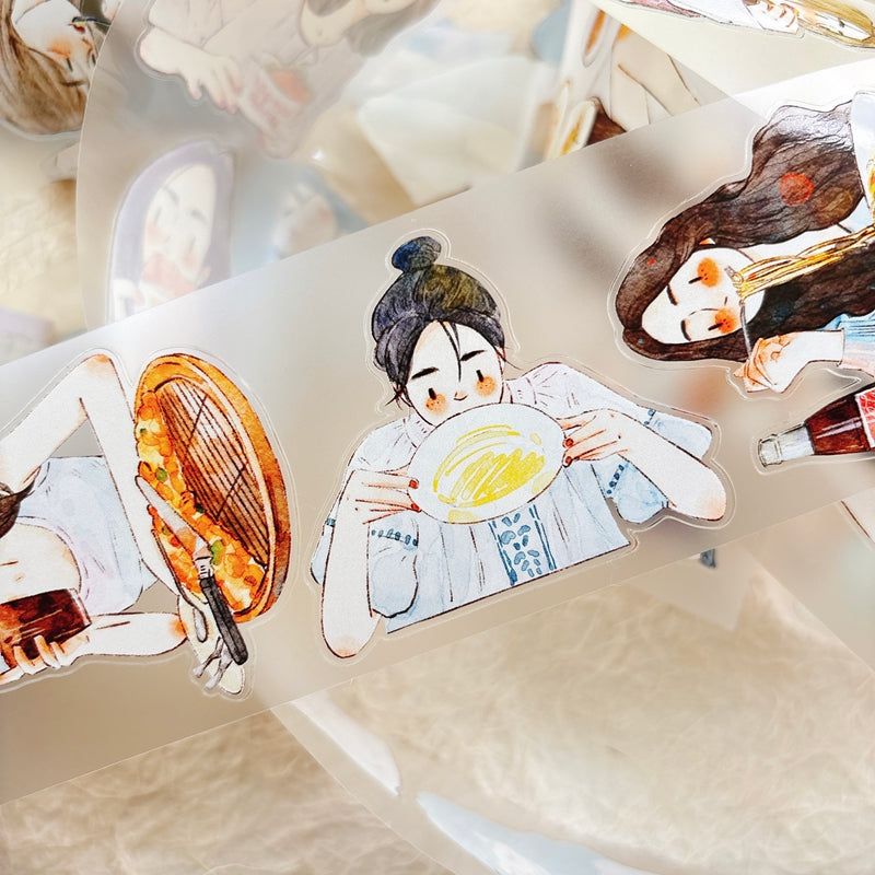 5.5cm*333cm Having a meal Die Cutting Washi/PET/Fog PET Tape for journaling, scrapbooking and collage