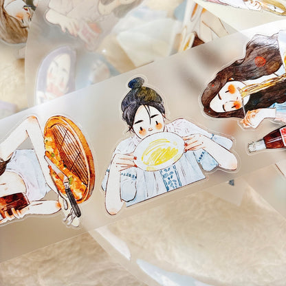 5.5cm*333cm Having a meal Die Cutting Washi/PET/Fog PET Tape for journaling, scrapbooking and collage