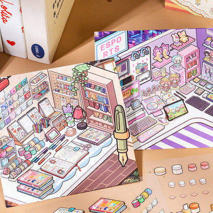 Corner Of Desk Series 3D Sticker Book featuring book designs for journaling, scrapbooking and collage
