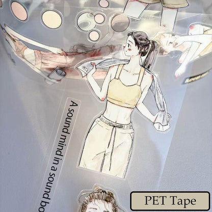 6cm*200cm Keep exercising Die Cutting Washi/PET/Fog PET Tape