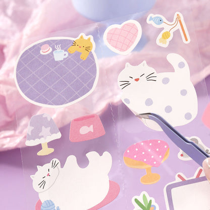 Flat Cat Diary Series Sticker featuring cat designs for journaling, scrapbooking and collage