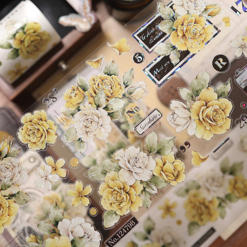 Faded Yellow Letter Flower Die-Cutting Washi Tape - Sample 150cm