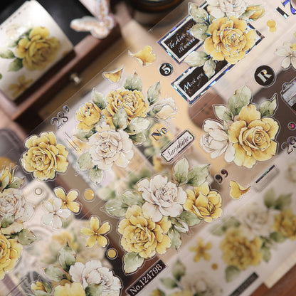 Faded Yellow Letter Flower Die-Cutting Washi Tape - Sample 150cm