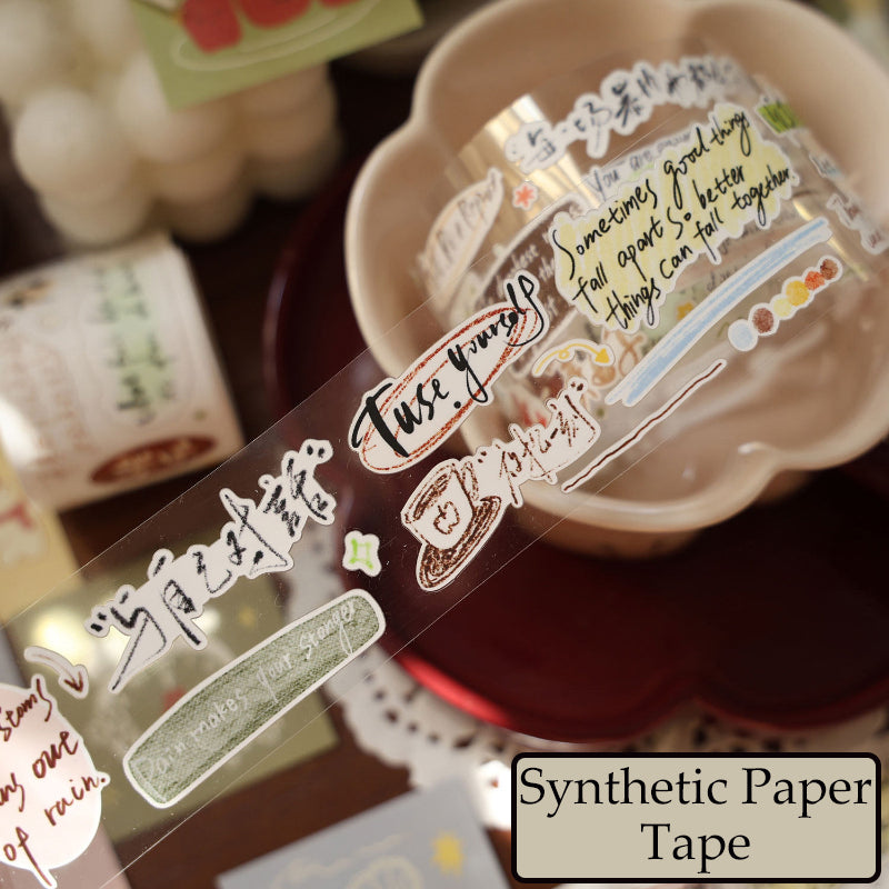 Whole Roll 4cm*5m Words flow like flowers Die Cutting Washi/Fog PET/Synthetic Paper Tape