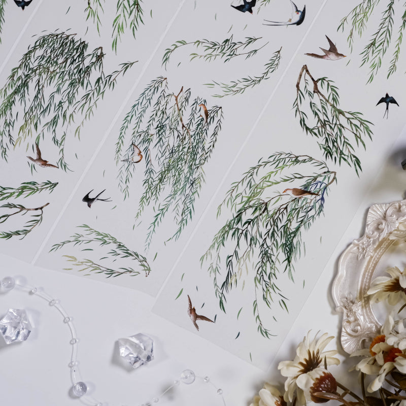 6.5cm*100cm Willow branches PET Tape for journaling, scrapbooking and collage
