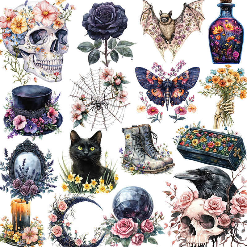 Gothic skull flower Sticker