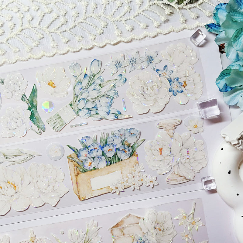 6cm*100cm Secret of Tulips Shell Light PET Tape featuring secret, and light designs for journaling, scrapbooking and collage