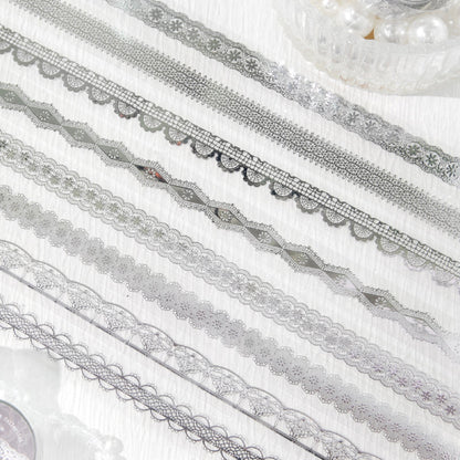 Romantic Moments Series Silver Stamping PET Tape featuring romantic, and silver designs for journaling, scrapbooking and collage