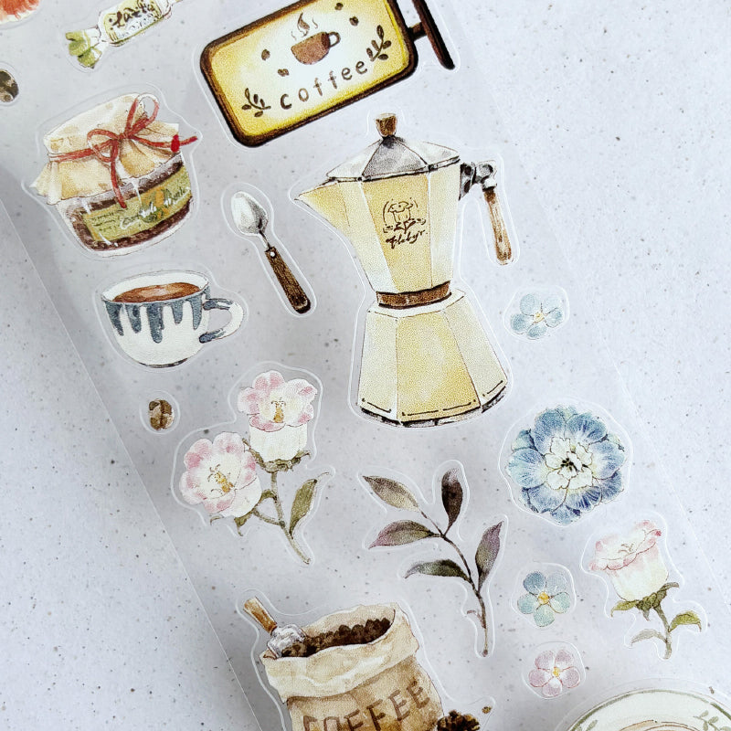 5.5cm*104cm Coffee Story Die Cutting Washi/PET/Fog PET Tape for journaling, scrapbooking and collage