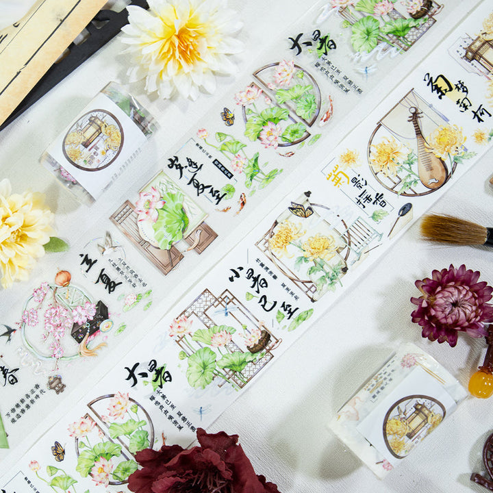 Four Seasons Singing Die Cutting Washi/Shell Silver PET Tape featuring silver, and sea designs for journaling, scrapbooking and collage