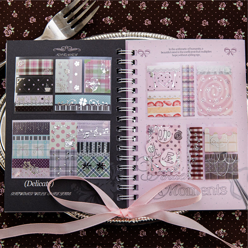 Cocoa Rose House Series Die Cutting Silver Stamping PET Tape featuring rose, silver, and house designs for journaling, scrapbooking and collage