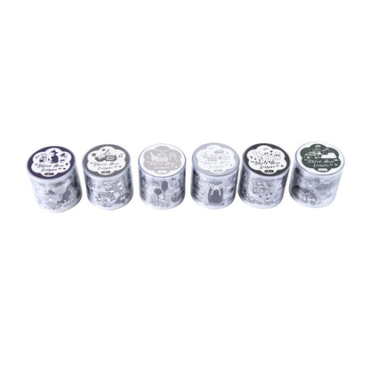 Silver Mist Leisure Series Die Cutting Silver Stamping Fog PET Tape featuring leisure, and silver designs for journaling, scrapbooking and collage