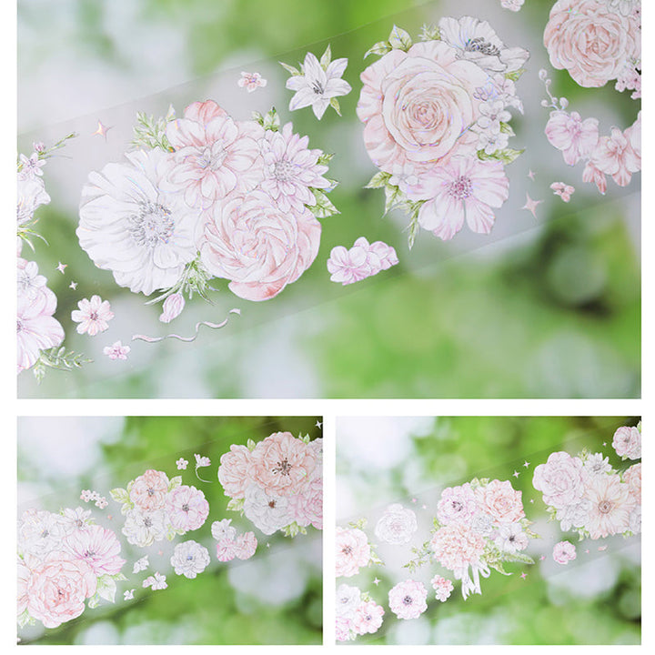 6cm*100cm Pink Flower Shell Light PET Tape