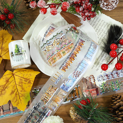 Autumn snow Fog PET Tape featuring autumn, and snow designs for journaling, scrapbooking and collage