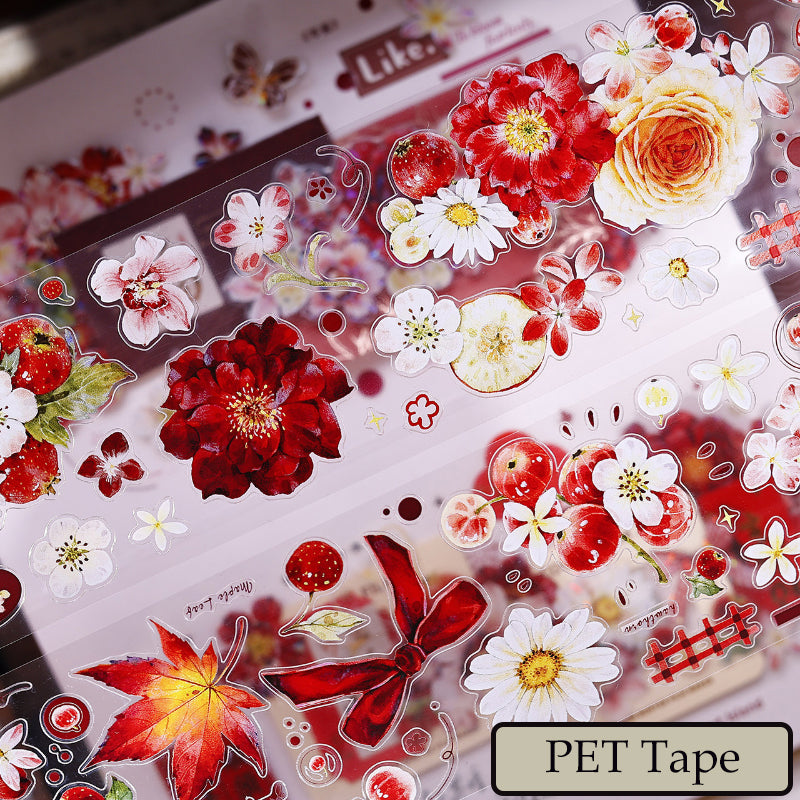 6cm*150cm Red Fruit Fragrant Flavor Die Cutting Washi/PET/Shell Light PET Tape