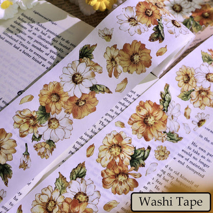 Whole Roll 5cm*5m Golden daisy Die Cutting Washi/PET/Shell Silver PET Tape