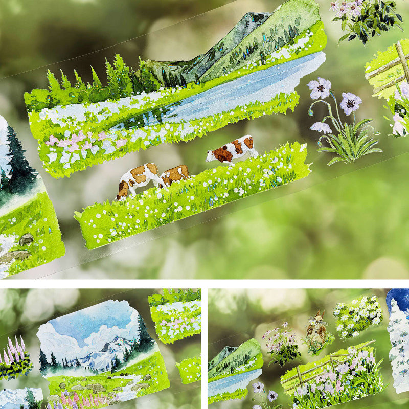 7cm*100cm Cloudside Ranch Shell Light PET Tape featuring cloud, and light designs for journaling, scrapbooking and collage
