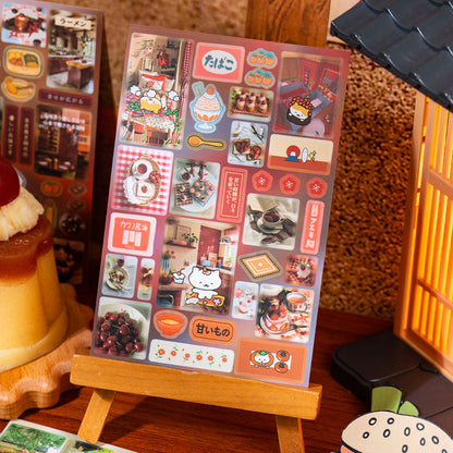 Cute Food Story Series Sticker Book featuring book designs for journaling, scrapbooking and collage