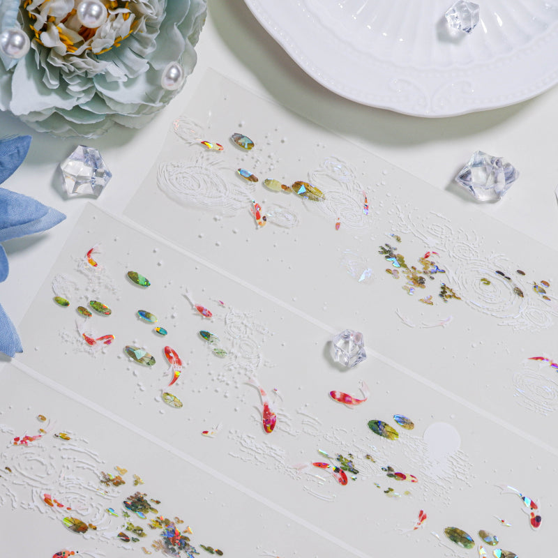 6cm*100cm Swimming Fish Glazed Light PET Tape featuring light designs for journaling, scrapbooking and collage