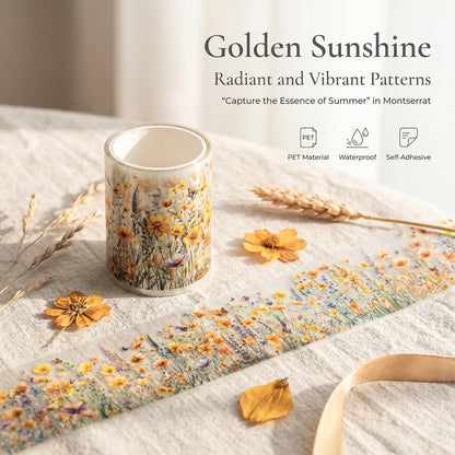 Words In The Flowers Series PET Tape featuring flower designs for journaling, scrapbooking and collage