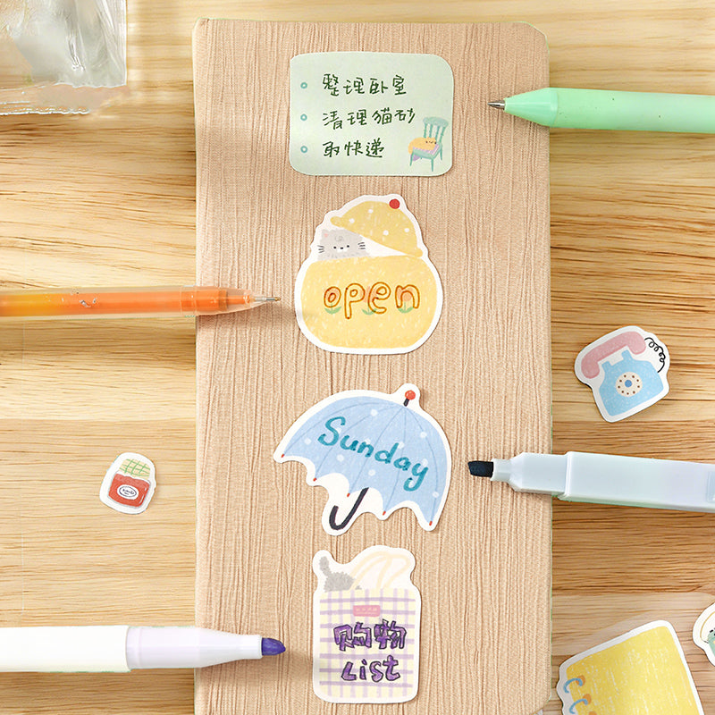 Warm Little Happiness Series Die Cutting White Kraft Paper Tape featuring white designs for journaling, scrapbooking and collage
