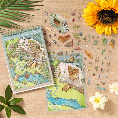 Forest Travel Series 3D Sticker Book featuring forest, and book designs for journaling, scrapbooking and collage
