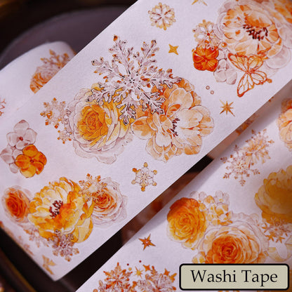 6.5cm*150cm Orange gold blossom Die Cutting Washi/PET/Shell Light PET Tape
