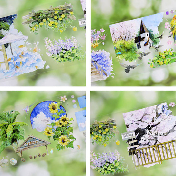 7cm*110cm Summer Wind Letter Shell Light PET Tape featuring summer, letter, and light designs for journaling, scrapbooking and collage