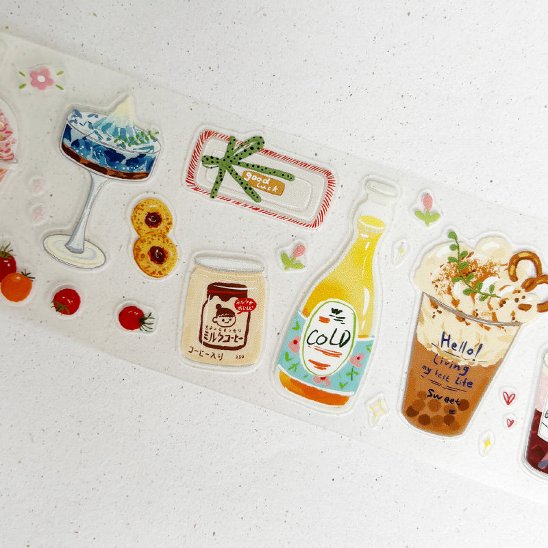 Whole Roll 5cm*5m Sweet Afternoon Die Cutting Washi/PET/Fog PET Tape featuring sweet designs for journaling, scrapbooking and collage