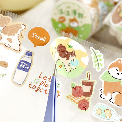 Caring Dog Series Die Cutting Synthetic Paper Tape featuring dog designs for journaling, scrapbooking and collage