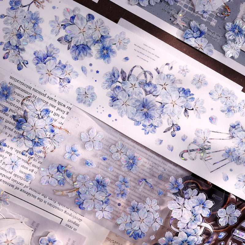 6.5cm*125cm Cherry Blossom Rain Die Cutting Washi/PET/Shell Light Washi/PET Tape
