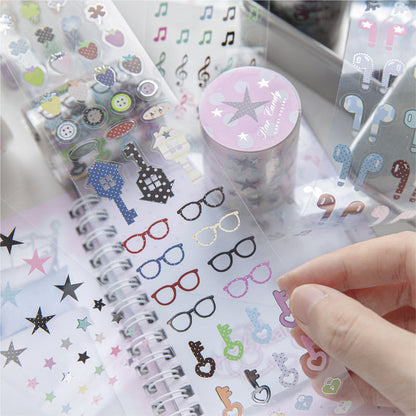 Muanuan Diary Series Die Cutting Silver Stamping PET Tape featuring silver designs for journaling, scrapbooking and collage