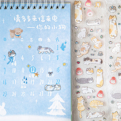 Kitten and puppy business series Die Cutting PET Tape for journaling, scrapbooking and collage