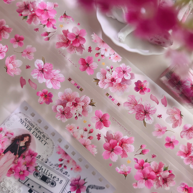 5.5cm*60cm Spring Season Die Cutting PET Tape featuring spring, and sea designs for journaling, scrapbooking and collage