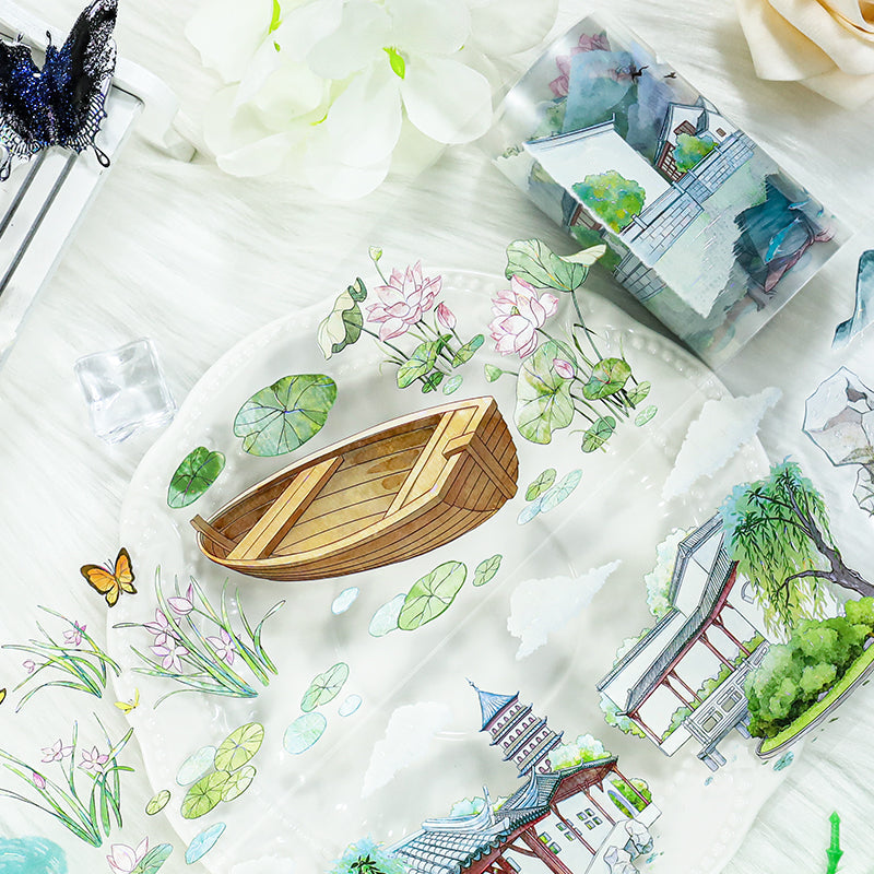 Willows sway in spring Shell Light PET Tape featuring spring, and light designs for journaling, scrapbooking and collage