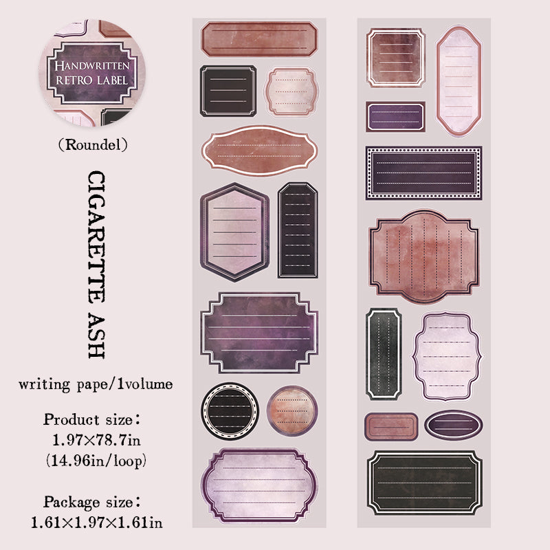 Handwritten retro label Series Die Cutting Writing Paper Tape