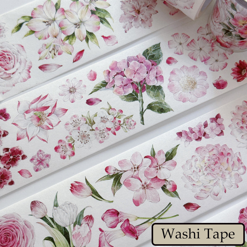 5.5cm*100cm Pink Flower Collection Washi/PET Tape