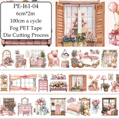 Warm Home Die Cutting Fog PET Tape featuring home designs for journaling, scrapbooking and collage
