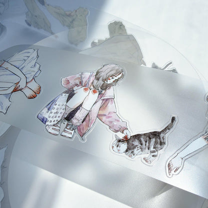 5.5cm*166cm Girls Thoughts Die Cutting Washi/PET/Fog PET Tape featuring girl designs for journaling, scrapbooking and collage