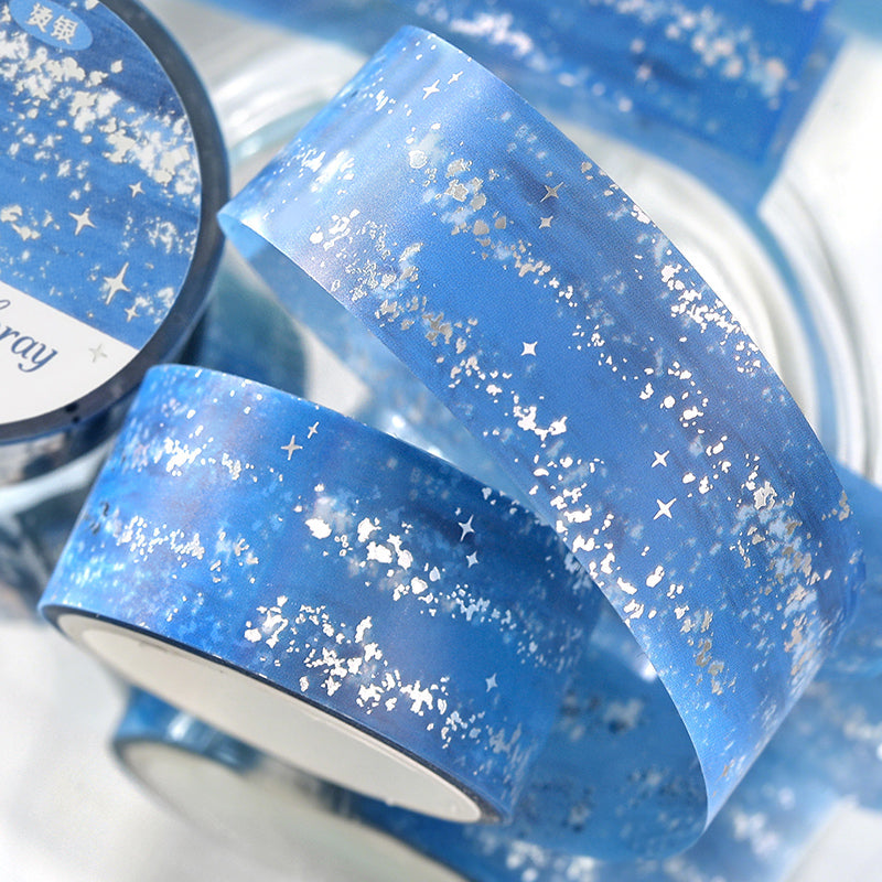 Dreaming Flowing Light Music Series Silver Stamping PET Tape featuring dream, silver, and music designs for journaling, scrapbooking and collage