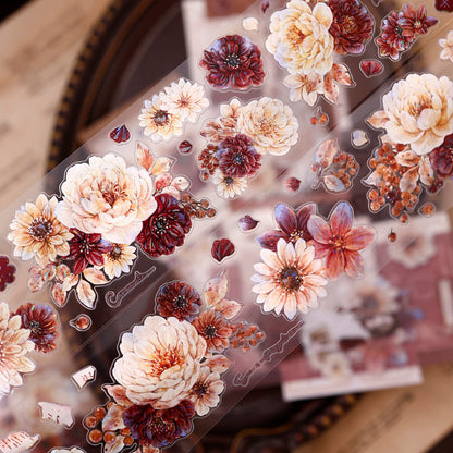 Whole Roll 5.5cm*5m Peony Flower Narrative Die Cutting Washi/PET/Shell Light Washi/PET Tape