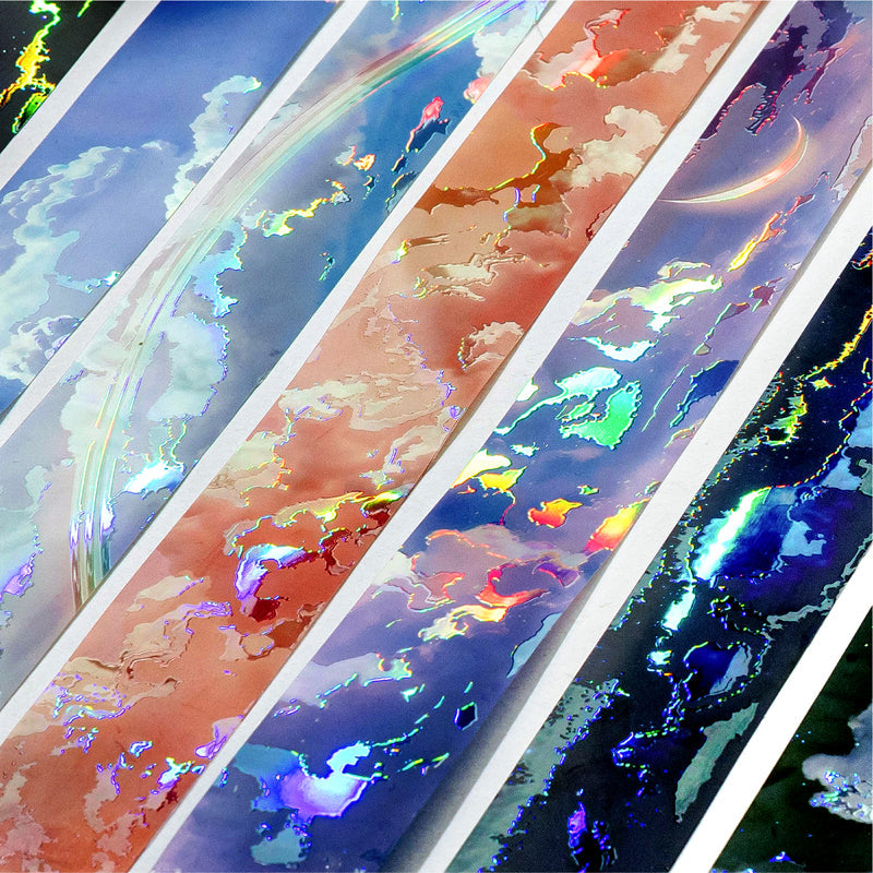 Rainbow Heart Series Rainbow Light PET Tape featuring rain, light, and rainbow designs for journaling, scrapbooking and collage