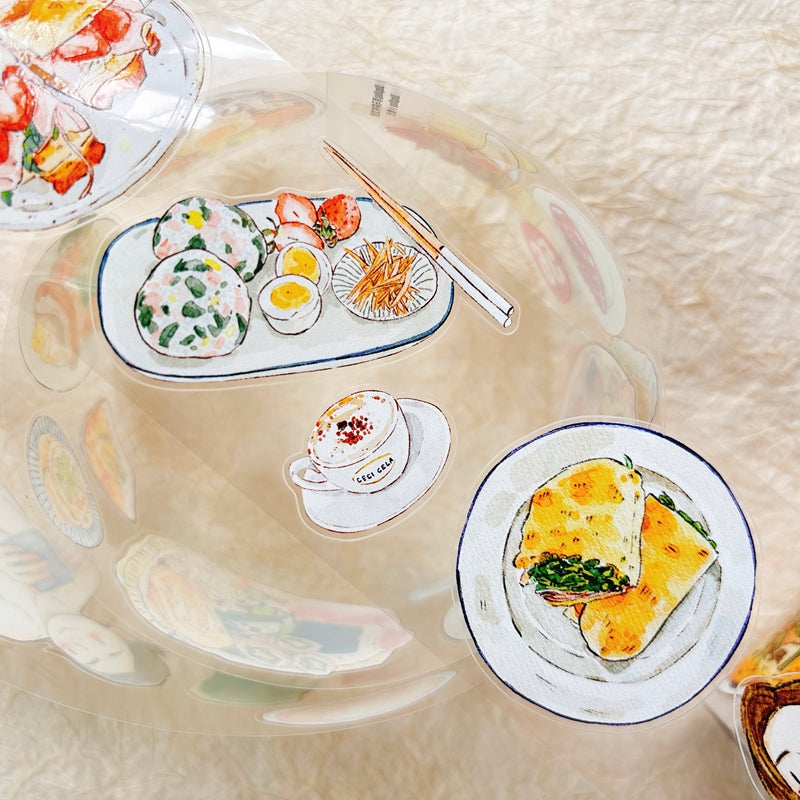 Whole Roll 5cm*10m Healing Cuisine Die Cutting Washi/PET/Fog PET Tape for journaling, scrapbooking and collage