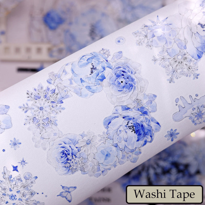 Whole Roll 6.5cm*6m Yingxue Lan Die Cutting Washi/PET/Shell Light PET Tape