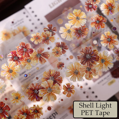Whole Roll 5cm*5m Autumn Brown Floral Die Cutting Washi/PET/Shell Light Washi/PET Tape
