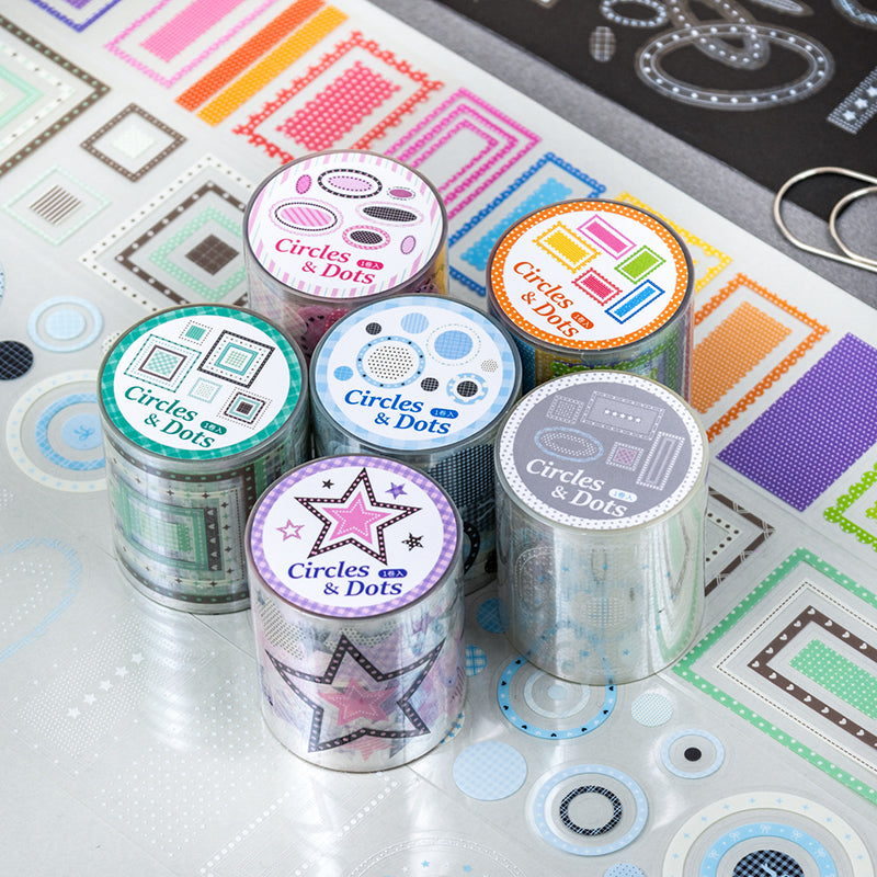 Circles And Dots Series Die Cutting PET Tape featuring dot designs for journaling, scrapbooking and collage