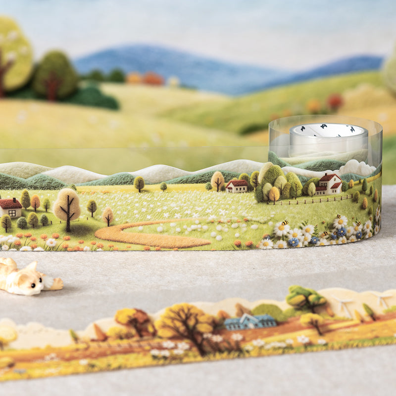 Felt World Series White Kraft Paper Tape featuring white designs for journaling, scrapbooking and collage