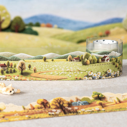 Felt World Series White Kraft Paper Tape featuring white designs for journaling, scrapbooking and collage