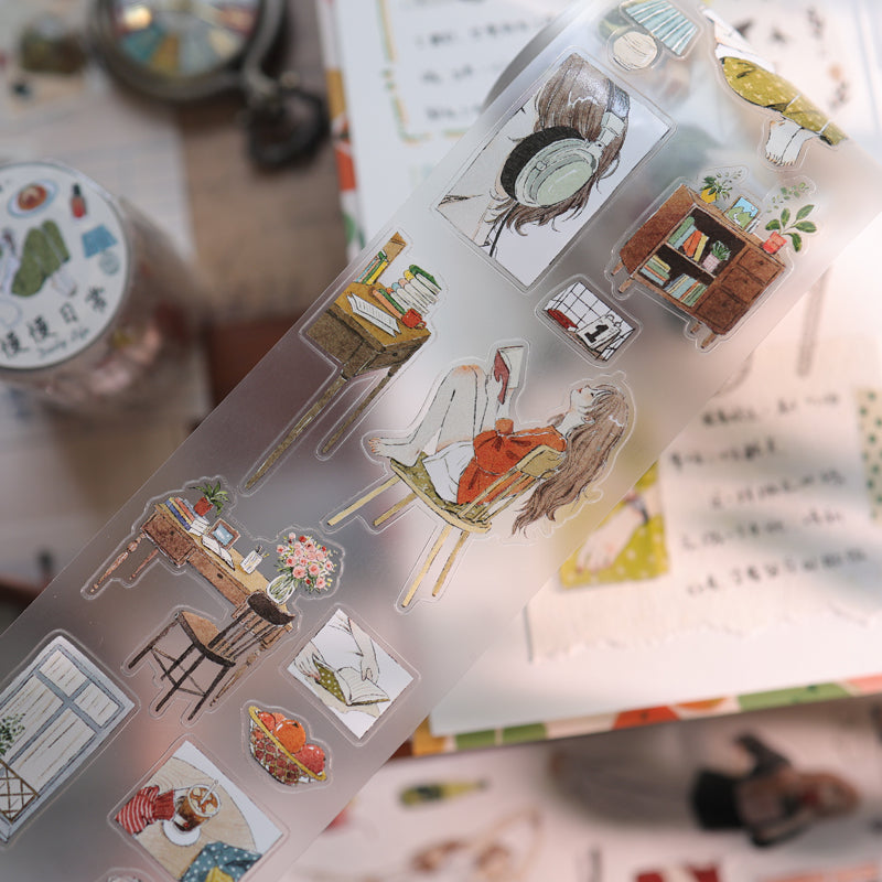6cm*100cm Slow Daily Life Die Cutting Washi/Fog PET Tape